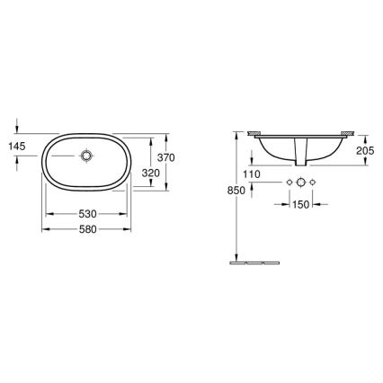 Villeroy & Boch 416250R1 - Lavabo da incasso O.NOVO 53x32 cm ceramica/bianco