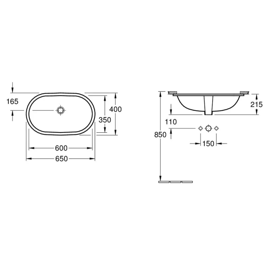Villeroy & Boch 41626001 - Lavabo da incasso O.NOVO 60x35 cm ceramica/bianco