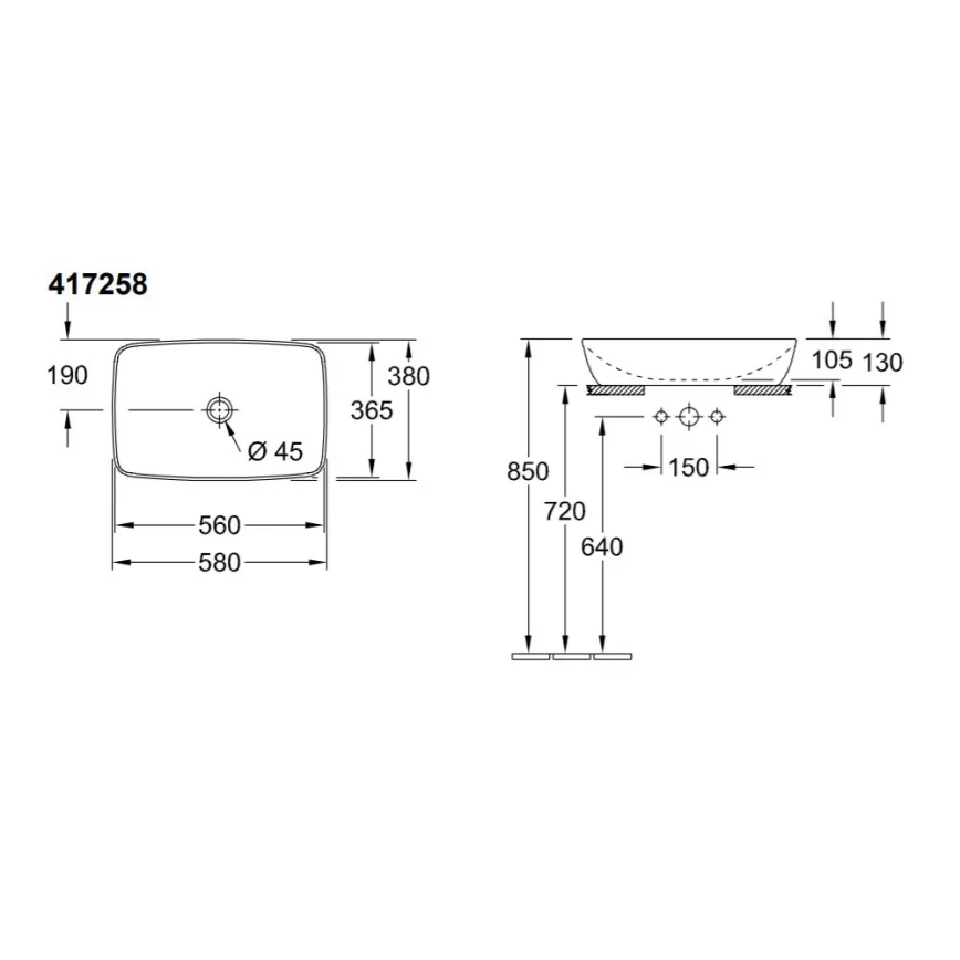 Villeroy & Boch 41725801 - Aufsatzwaschbecken ARTIS 58x38,5 cm Keramik/Weiß