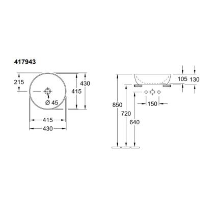 Villeroy & Boch 417943R1 - Lavabo à poser ARTIS Ø 43 cm céramique/blanc