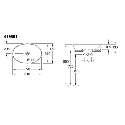 Villeroy & Boch 41986101 - Lavabo da appoggio ARTIS 61x41 cm ceramica/bianco