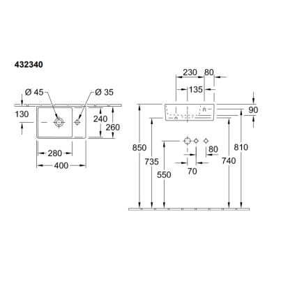 Villeroy & Boch 43234001 - Lavabo mural MEMENTO 40x26 cm céramique/blanc