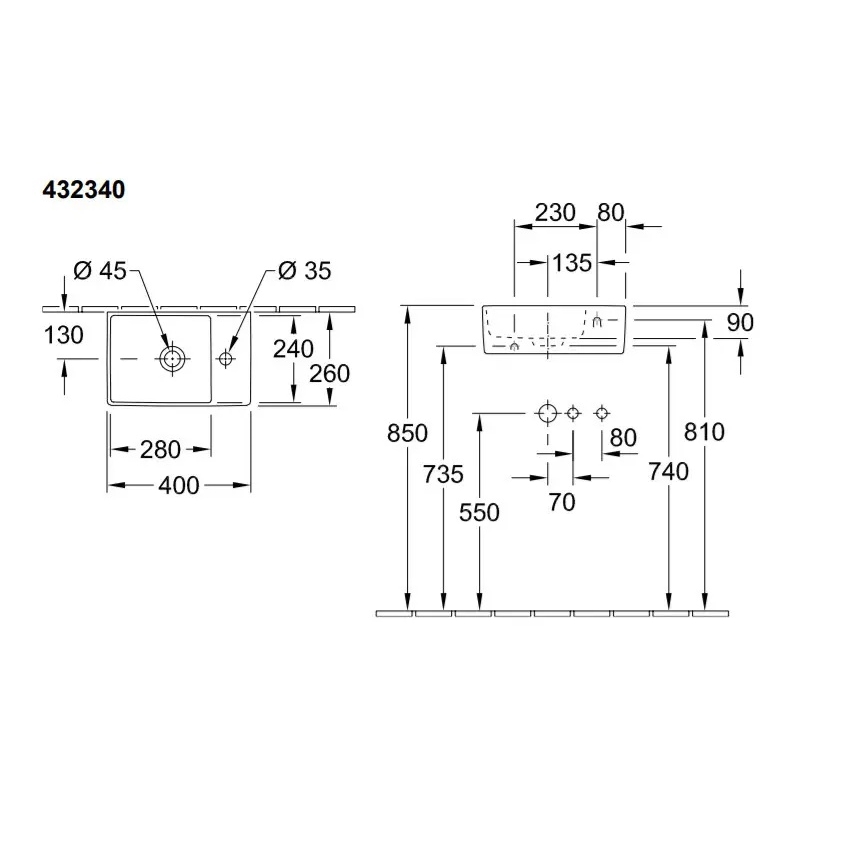 Villeroy & Boch 43234001 - Lavabo mural MEMENTO 40x26 cm céramique/blanc