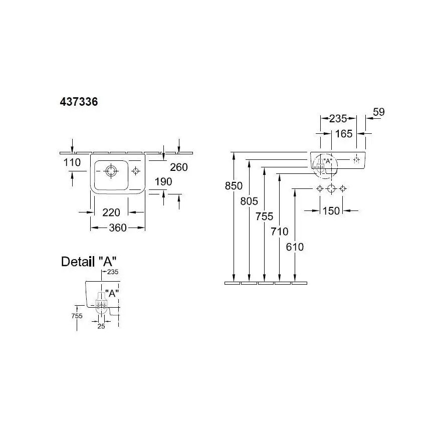 Villeroy & Boch 43733601 - Lavabo suspendu ARCHITECTURA 36x26 cm céramique/blanc