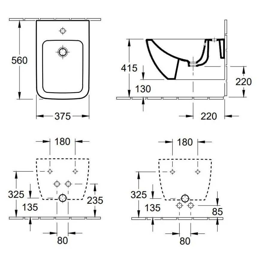 Villeroy & Boch 44110001 - Bidet sospeso VENTICELLO in ceramica/bianco