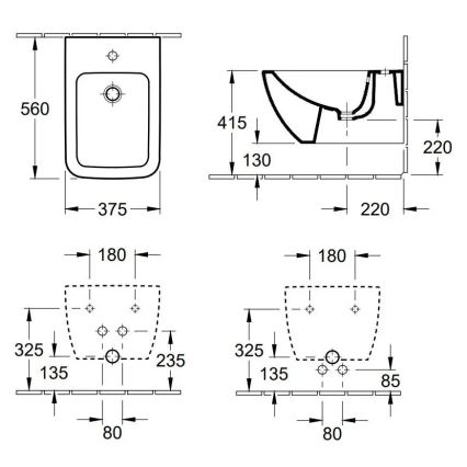 Villeroy & Boch 441100R1 - Bidet suspendu VENTICELLO céramique/blanc