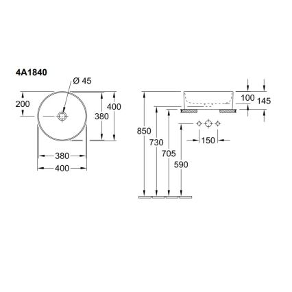 Villeroy & Boch 4A184001 - Aufsatzwaschbecken COLLARO Ø 40 cm Keramik/weiß