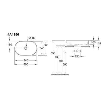 Villeroy & Boch 4A195601 - Lavabo da appoggio COLLARO 56x36 cm ceramica/bianco