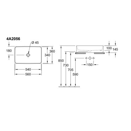 Villeroy & Boch 4A205601 - Aufsatzwaschbecken COLLARO 56 x 36 cm Keramik/weiß