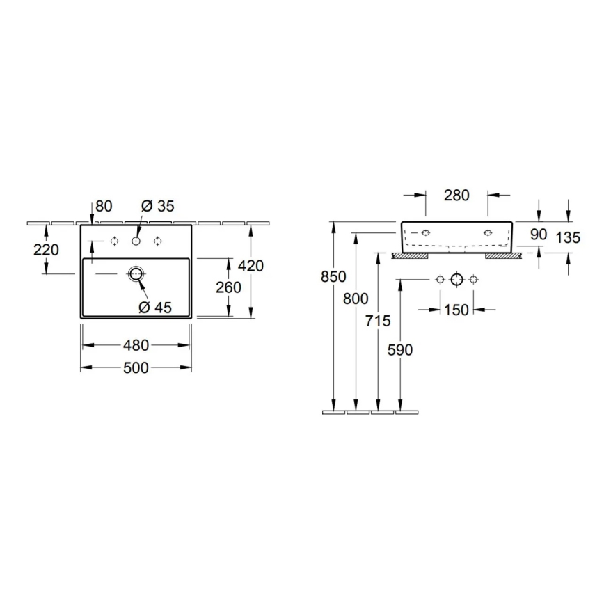 Villeroy & Boch 4A225G01 - Lavabo sospeso/da appoggio MEMENTO 50 x 42 cm ceramica/bianco