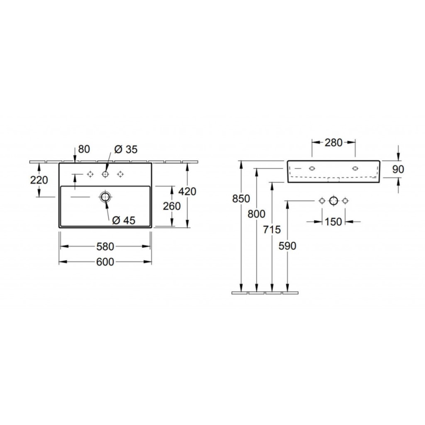 Villeroy & Boch 4A226001 - Lavabo sospeso MEMENTO 60x42 cm ceramica/bianco