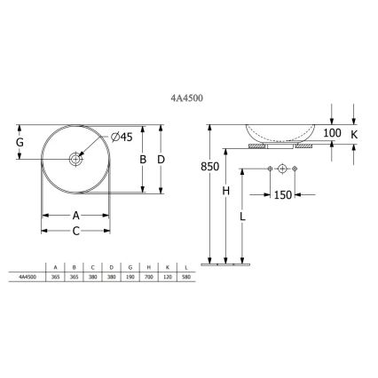 Villeroy & Boch 4A450001 - Lavabo da appoggio LOOP&FRIENDS Ø 38 cm ceramica/bianco