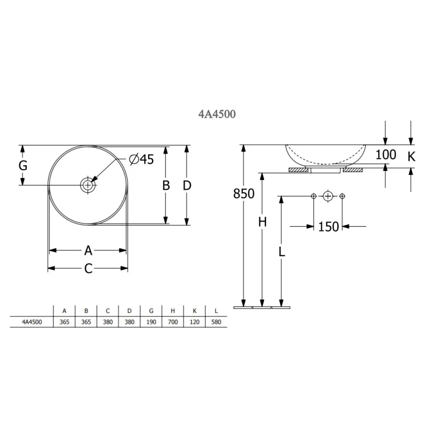 Villeroy & Boch 4A450001 - Lavabo da appoggio LOOP&FRIENDS Ø 38 cm ceramica/bianco