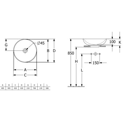 Villeroy & Boch 4A460001 - Aufsatzwaschbecken LOOP&FRIENDS, Ø 42 cm, Keramik/weiß