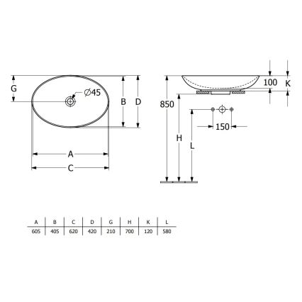 Villeroy & Boch 4A480001 - Lavabo à poser LOOP&FRIENDS 62x42 cm en céramique, blanc
