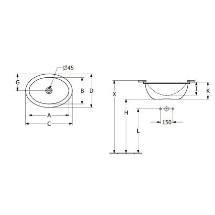 Villeroy & Boch 4A530001 - Einbau-Waschbecken LOOP&FRIENDS 43x29 cm Keramik/weiß