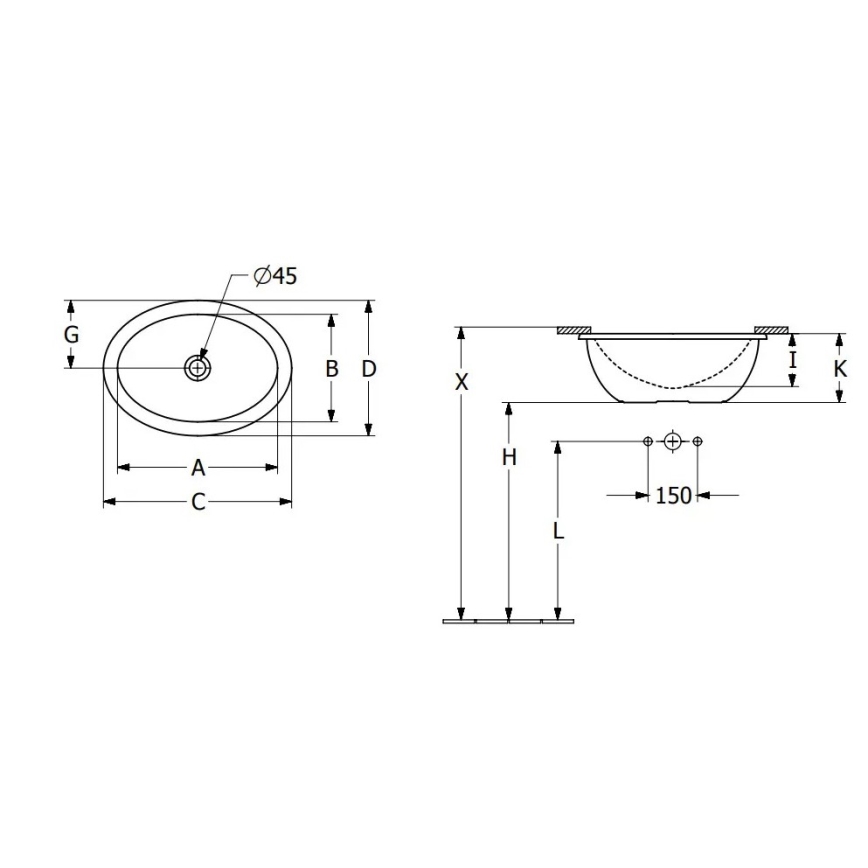 Villeroy & Boch 4A530001 - Einbau-Waschbecken LOOP&FRIENDS 43x29 cm Keramik/weiß