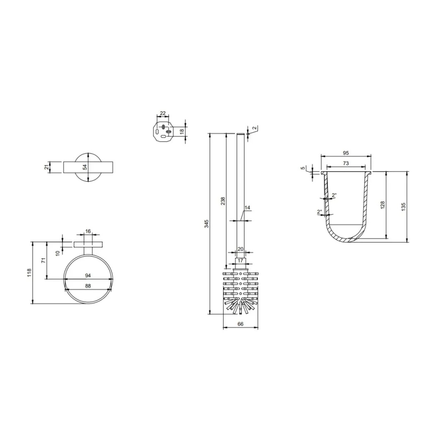 Villeroy & Boch TVA15101600061 - Scopino WC da parete ELEMENTS in vetro/cromo lucido