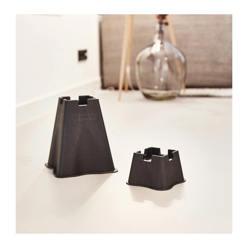 Vitility - Set da 4 rialzi per letto, altezza 7 cm, nero