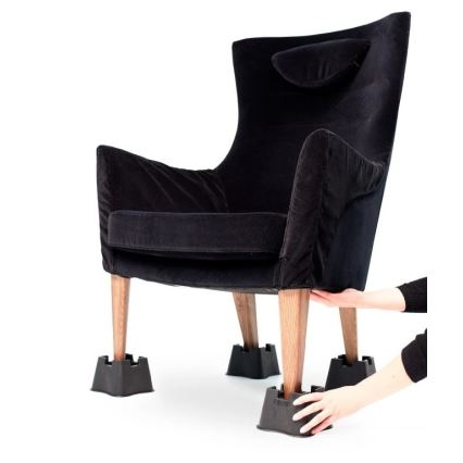 Vitility - Set da 4 rialzi per letto, altezza 7 cm, nero