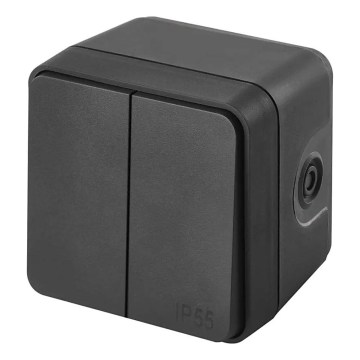 Wand-Wechselschalter, 2 Tasten, Nr. 6+6, IP55, Anthrazit