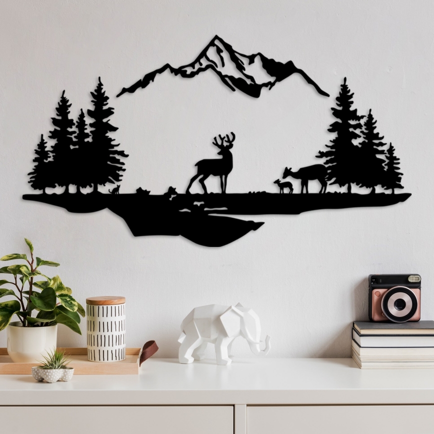 Wanddekoration 2 Stk. 70x38 cm Hirsch Metall/schwarz