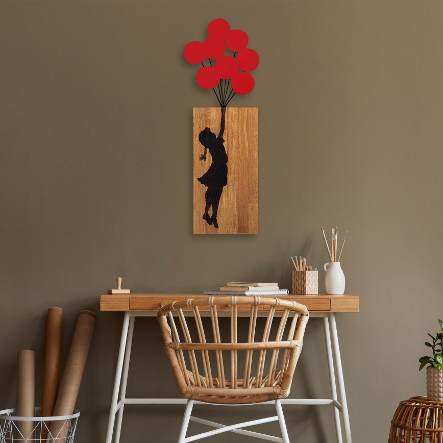 Wanddekoration 34x99 cm Mädchen Holz/Metall