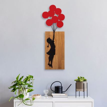 Wanddekoration 34x99 cm Mädchen Holz/Metall