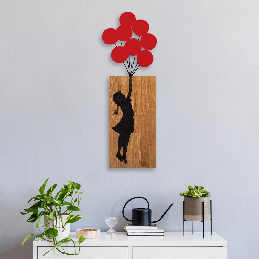 Wanddekoration 34x99 cm Mädchen Holz/Metall