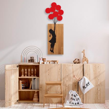 Wanddekoration 34x99 cm Mädchen Holz/Metall
