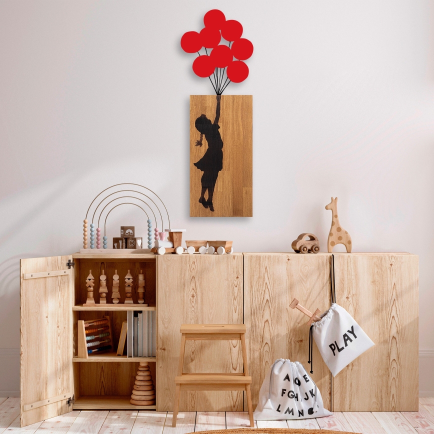 Wanddekoration 34x99 cm Mädchen Holz/Metall