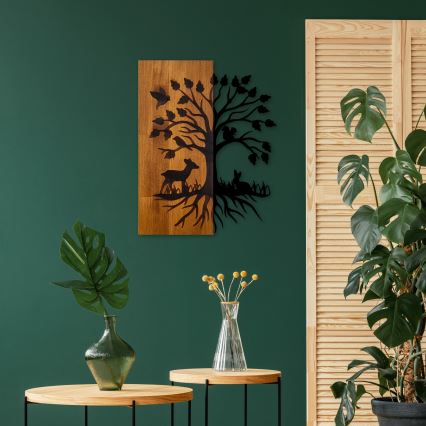 Wanddekoration 46x58 cm Baum Holz/Metall