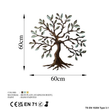 Wanddekoration 60x60 cm Baum Metall
