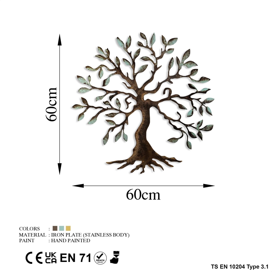 Wanddekoration 60x60 cm Baum Metall