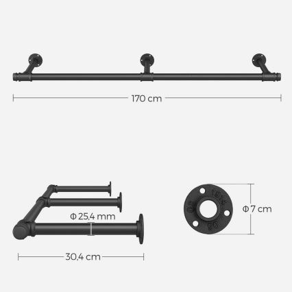 Wandgarderobe für Kleiderbügel LINEA, schwarz