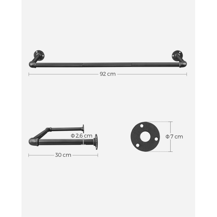 Wandgarderobe für Kleiderbügel LINEA, schwarz