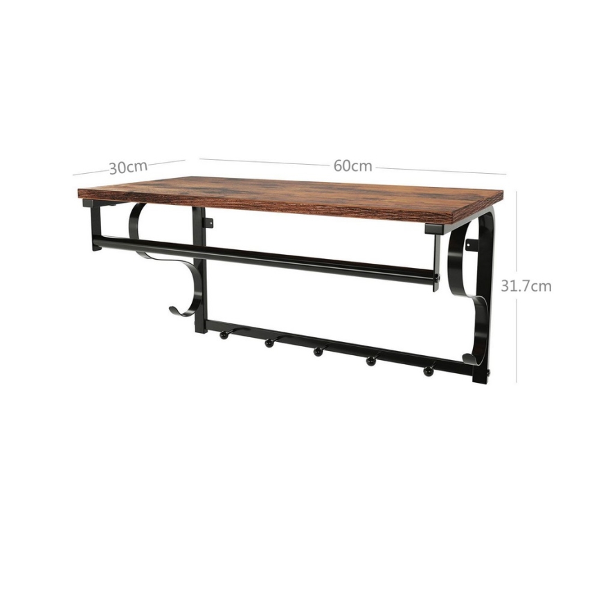 Wandgarderobe mit Ablage NATE braun/schwarz