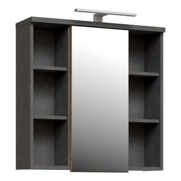 Wandhängender Badezimmerschrank mit Spiegel VENOM, Anthrazit/Braun