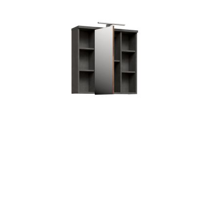 Wandhängender Badezimmerschrank mit Spiegel VENOM anthrazit/braun