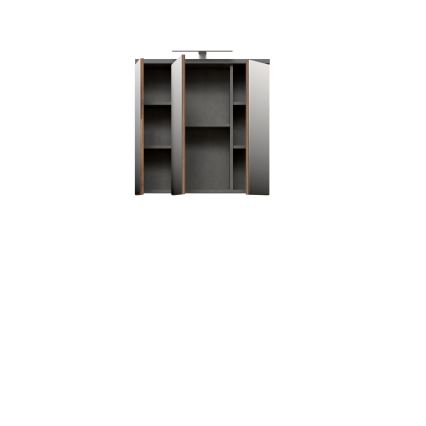 Wandhängender Badezimmerschrank mit Spiegel VENOM, anthrazit/braun