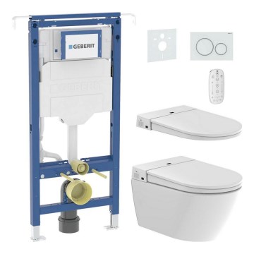 Wandhängendes WC mit Bidetfunktion TISVILDELEJE 1600W/230V + WC-Sitz SoftClose + Spültaste SIGMA + Unterputzmodul + Isolierunterlage + Fernbedienung