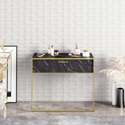 Wandkonsole POLKA 76,8x90 cm gold/schwarz