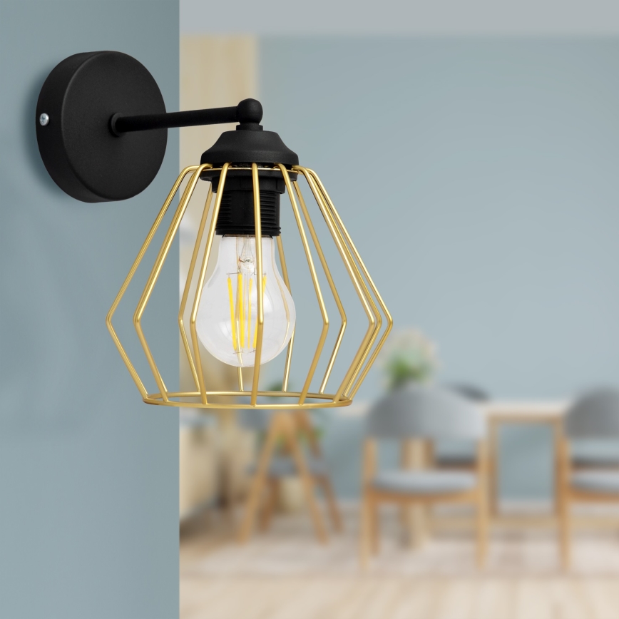 Wandlampe AGAT 1xE27/15W/230V golden/schwarz