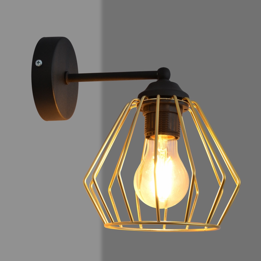 Wandlampe AGAT 1xE27/15W/230V golden/schwarz