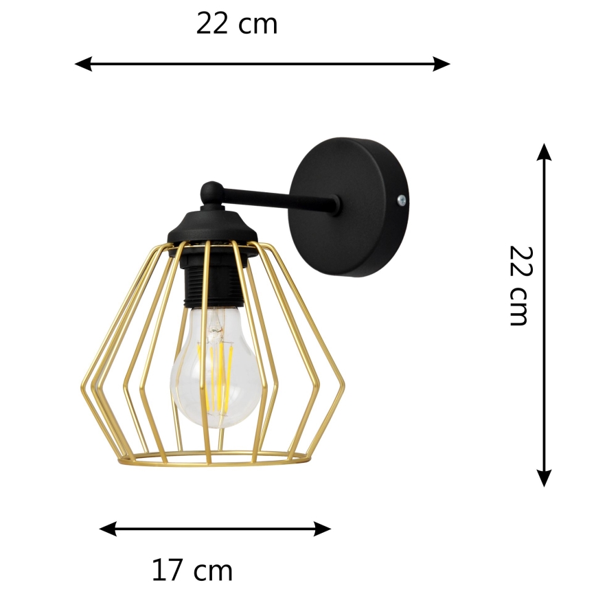 Wandlampe AGAT 1xE27/15W/230V golden/schwarz
