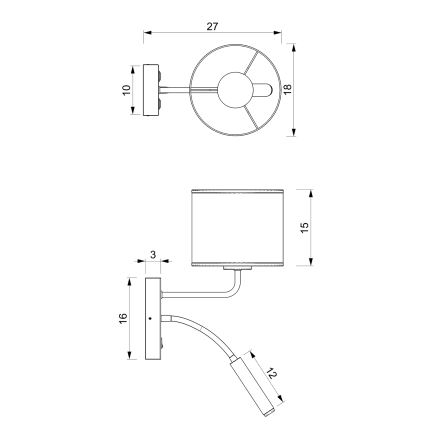 Wandlampe LOFT SHADE 1xE27/60W+1xG9/8W/230V weiß/golden