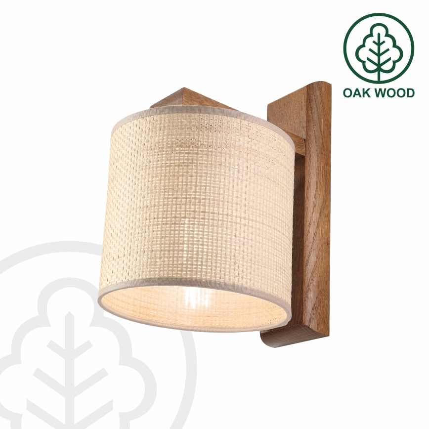 Wandleuchte AIDA 1xE27/15W/230V Eiche/Raffia
