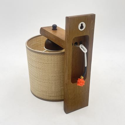 Wandleuchte AIDA 1xE27/15W/230V Eiche/Raffia