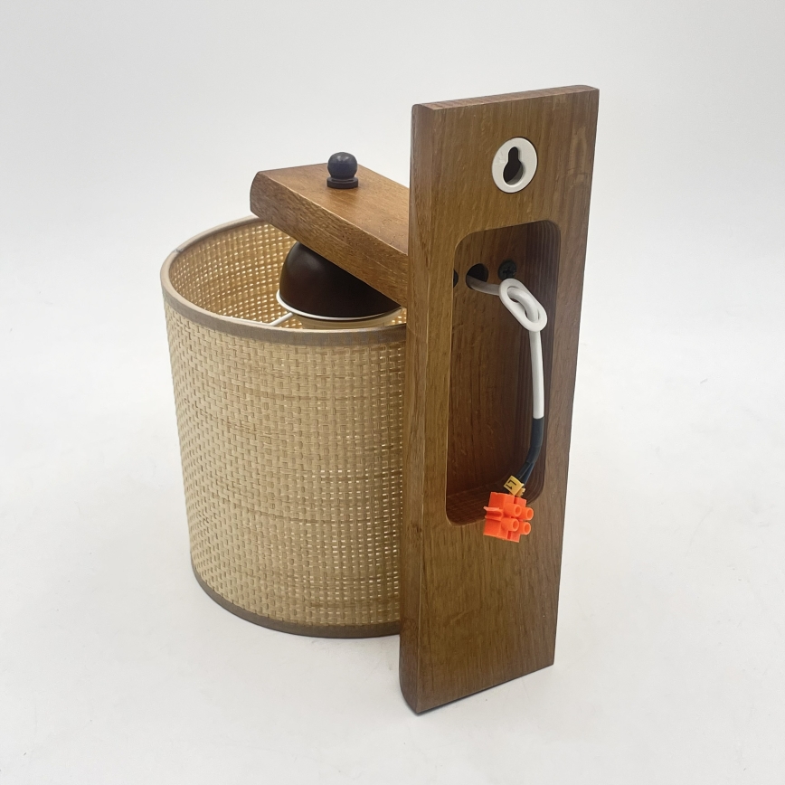 Wandleuchte AIDA 1xE27/15W/230V Eiche/Raffia