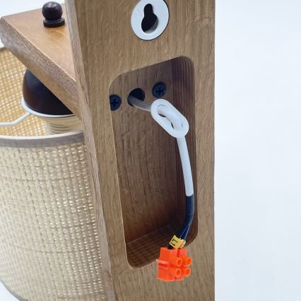 Wandleuchte AIDA 1xE27/15W/230V Eiche/Raffia